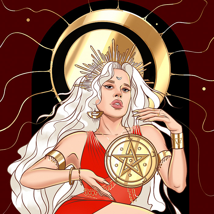 таро королева пентаклів