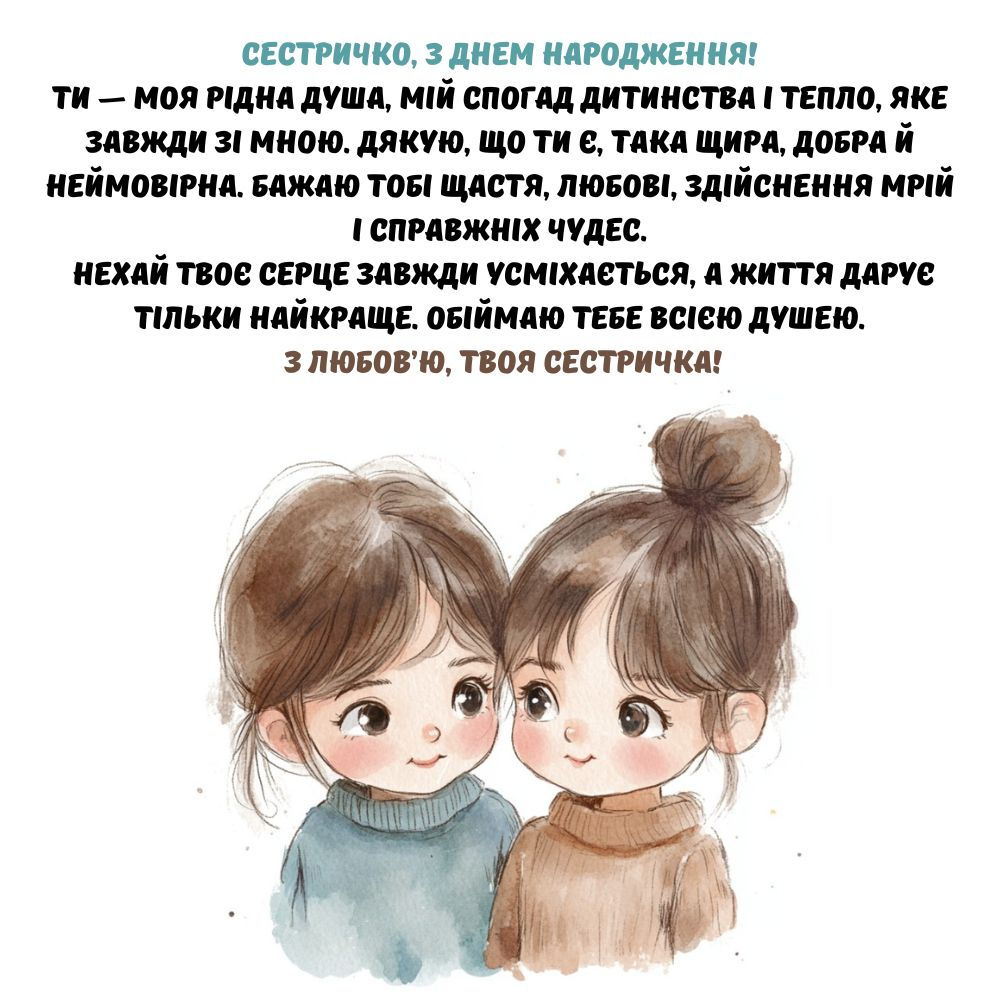 щирі привітання з днем народження Сестра