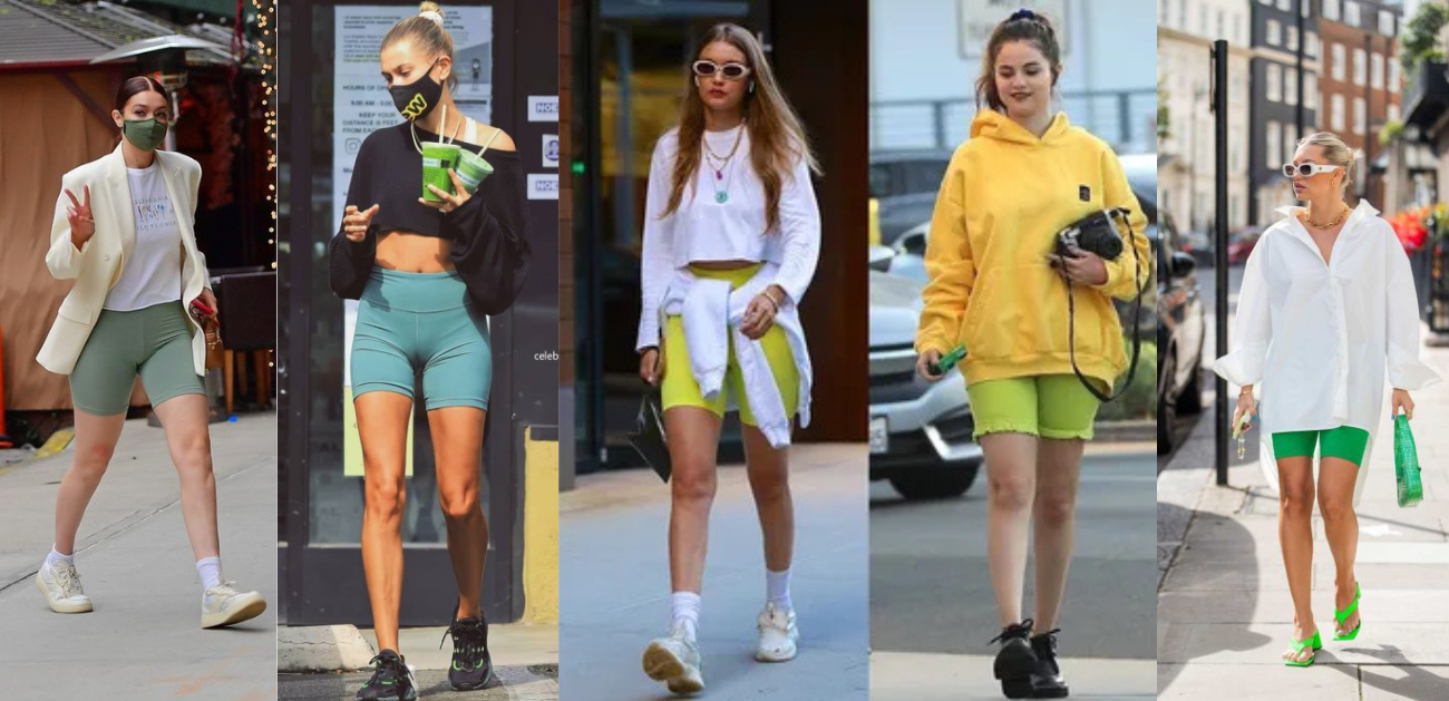 с чем носить зеленые велосипедки